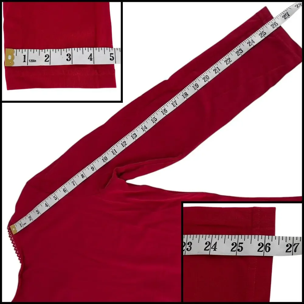 Adonna Long Sleeve Sleep Shirt Pajama Top 12-14 Large Red 95% Cotton - Picture 10 of 11